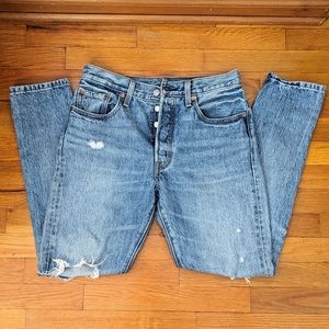 Levi’s 501 S - Womens Distressed Skinny Jeans High Rise - Size W28 L30